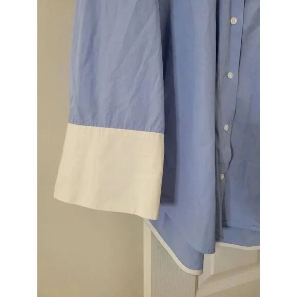 EQUIPMENT Arlette Blue White Two Tone Button Down Shirt S $228.00 - Picture 6 of 9